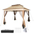 Outdoor Gazebo Canopy Tent 11x11ft Portable Shelter with Netting Brown