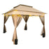 Outdoor Gazebo Canopy Tent 11x11ft Portable Shelter with Netting Brown