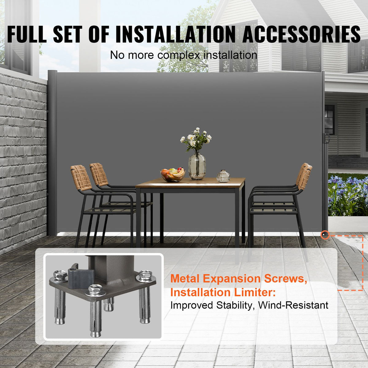 Retractable Side Awning 160x300cm Outdoor Privacy Screen UV30+ Gray