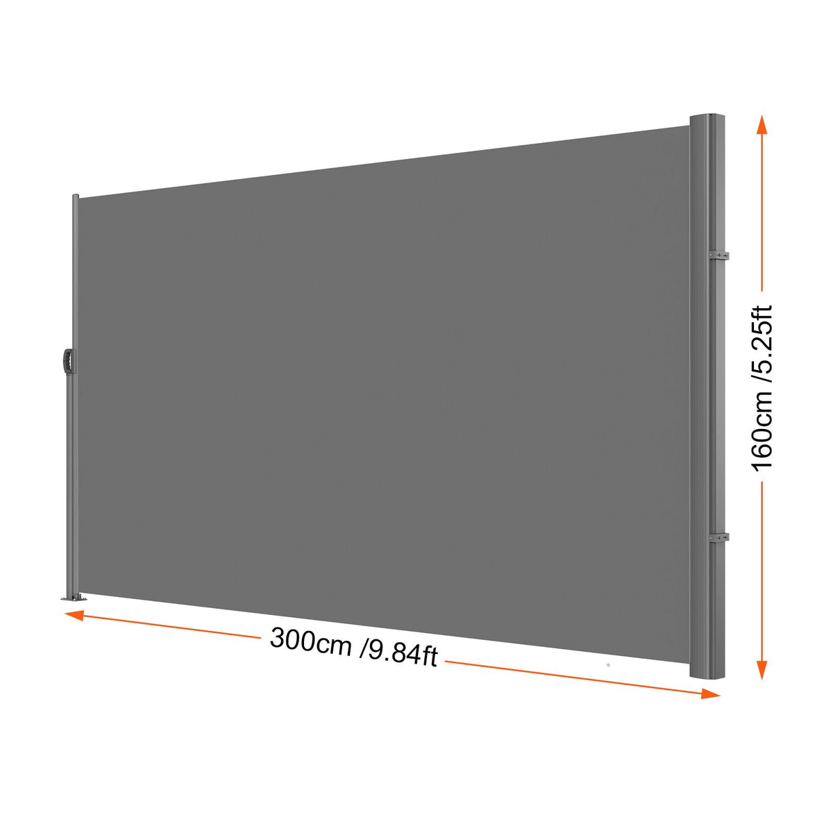 Retractable Side Awning 160x300cm Outdoor Privacy Screen UV30+ Gray
