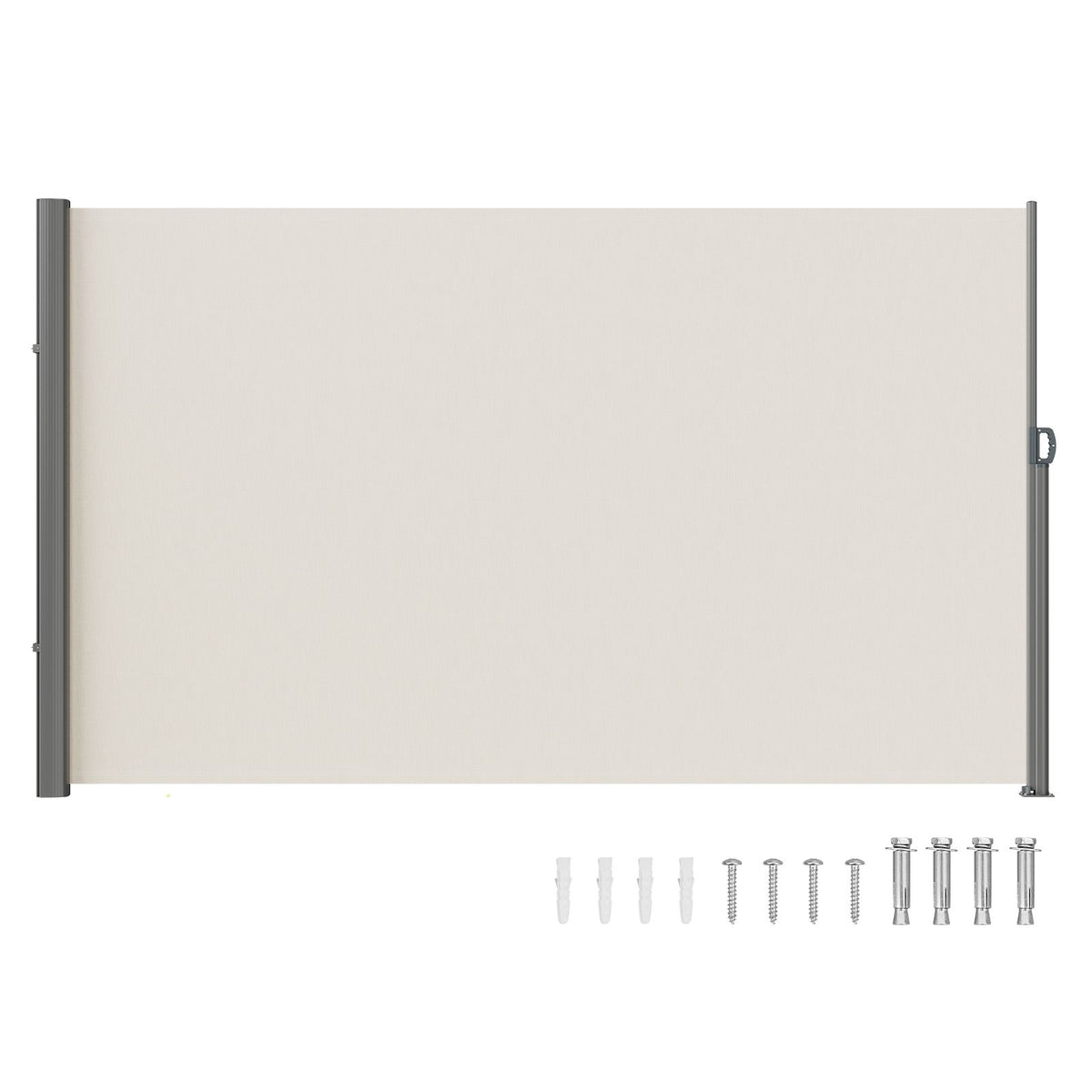 160x300cm Retractable Side Awning Outdoor Privacy Screen Beige UV Resistant