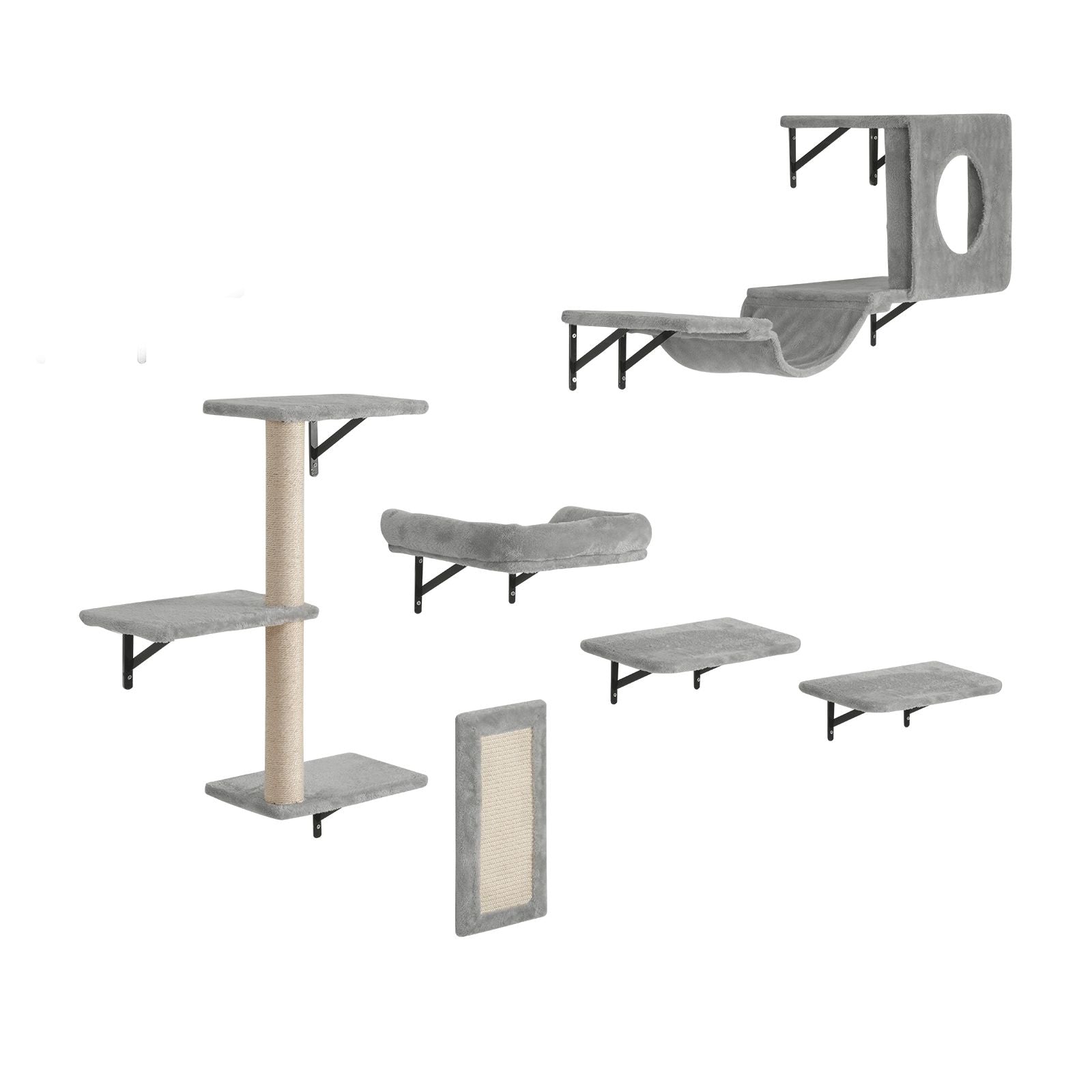 Wall Mounted Cat Shelves Set of 6 Cat Tree Hammock Perches Furniture