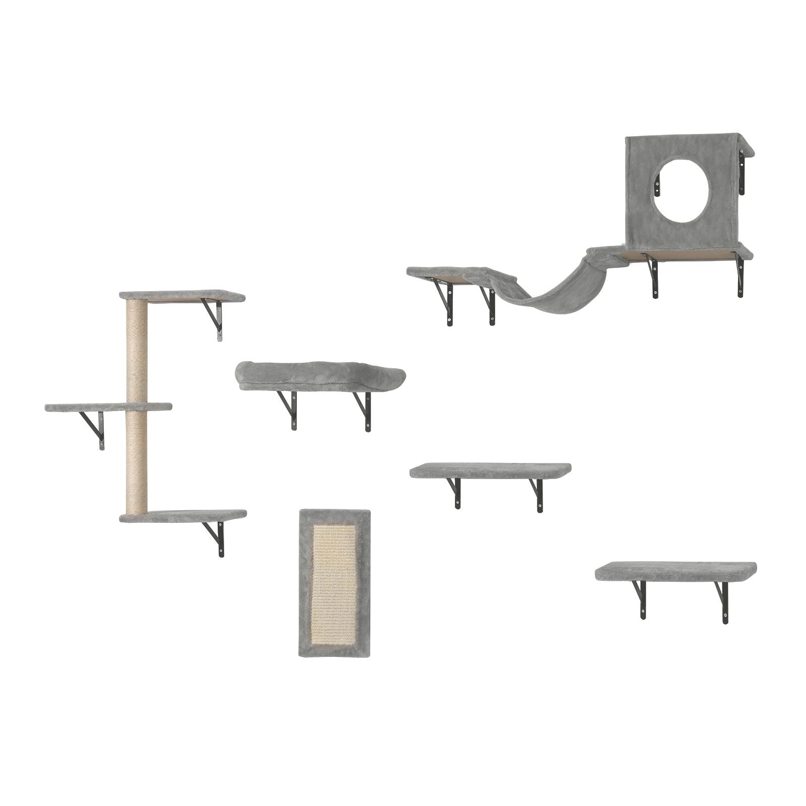 Wall Mounted Cat Shelves Set of 6 Cat Tree Hammock Perches Furniture