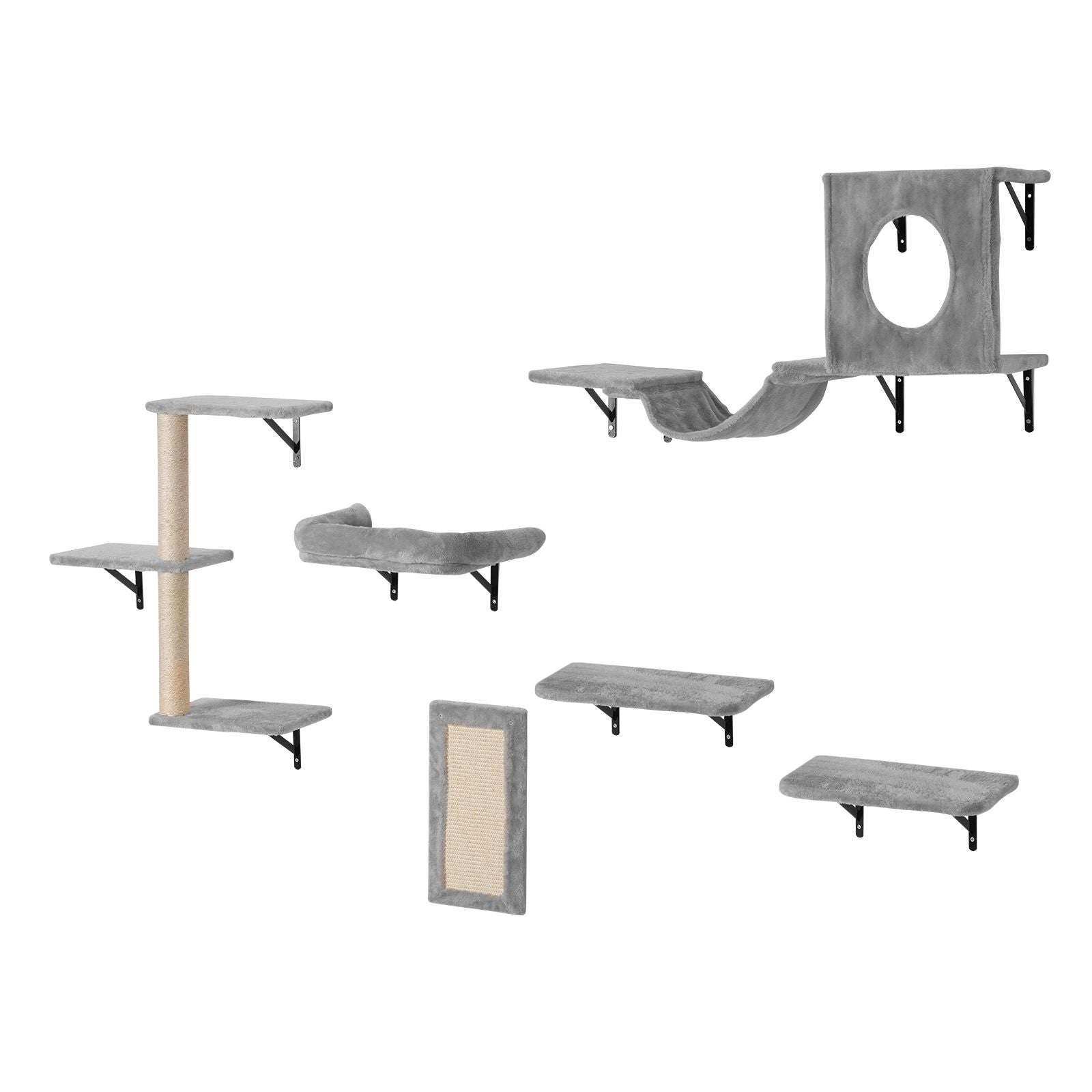 Wall Mounted Cat Shelves Set of 6 Cat Tree Hammock Perches Furniture