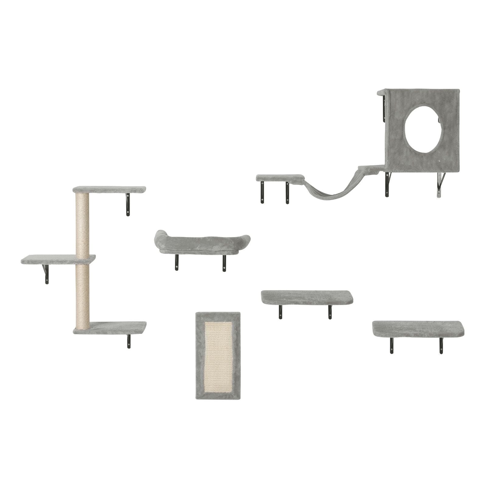 Wall Mounted Cat Shelves Set of 6 Cat Tree Hammock Perches Furniture