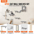 Wall Mounted Cat Shelves, Cat Wall Shelves and Perches with Jumping Boards, Hammock, Sofa, Cat Tree & Cat Grip, Cat Furniture and Shelves up to 40 lbs for Sleeping, Playing, Climbing, Set of 6