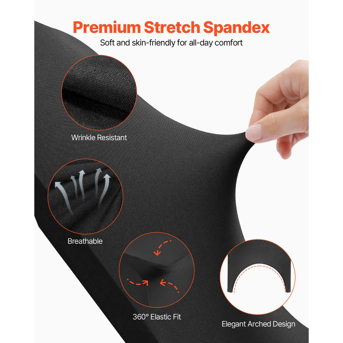 50-Pack Black Spandex Chair Covers for Wedding Party Banquet, Stretch Set