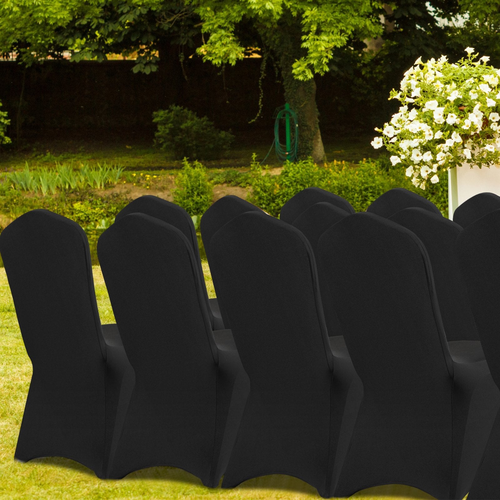 50 PCS Black Chair Covers Polyester Spandex Stretch Wedding Party Banquet