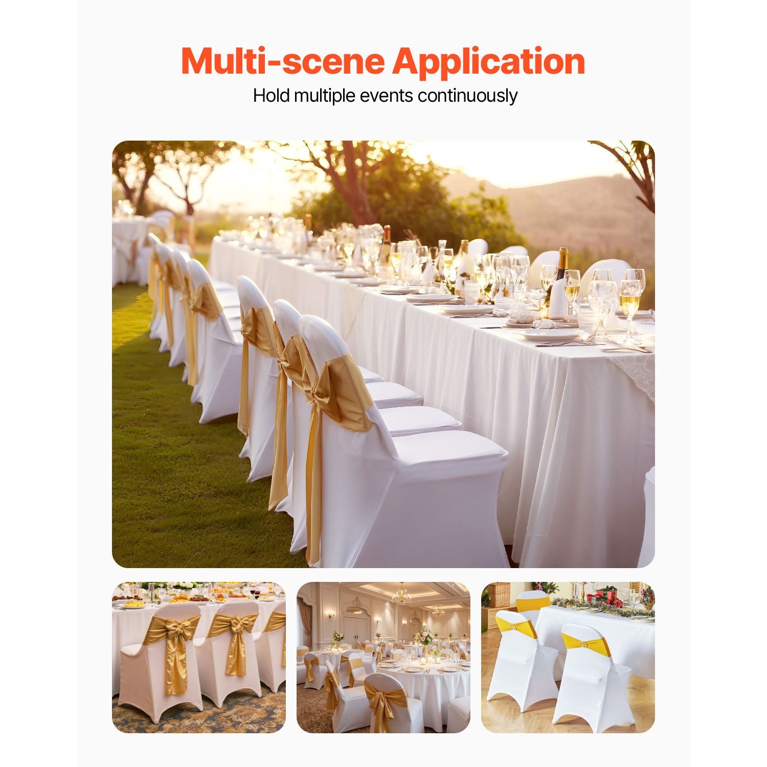 12PCS White Spandex Folding Chair Covers Stretch Washable Slipcovers