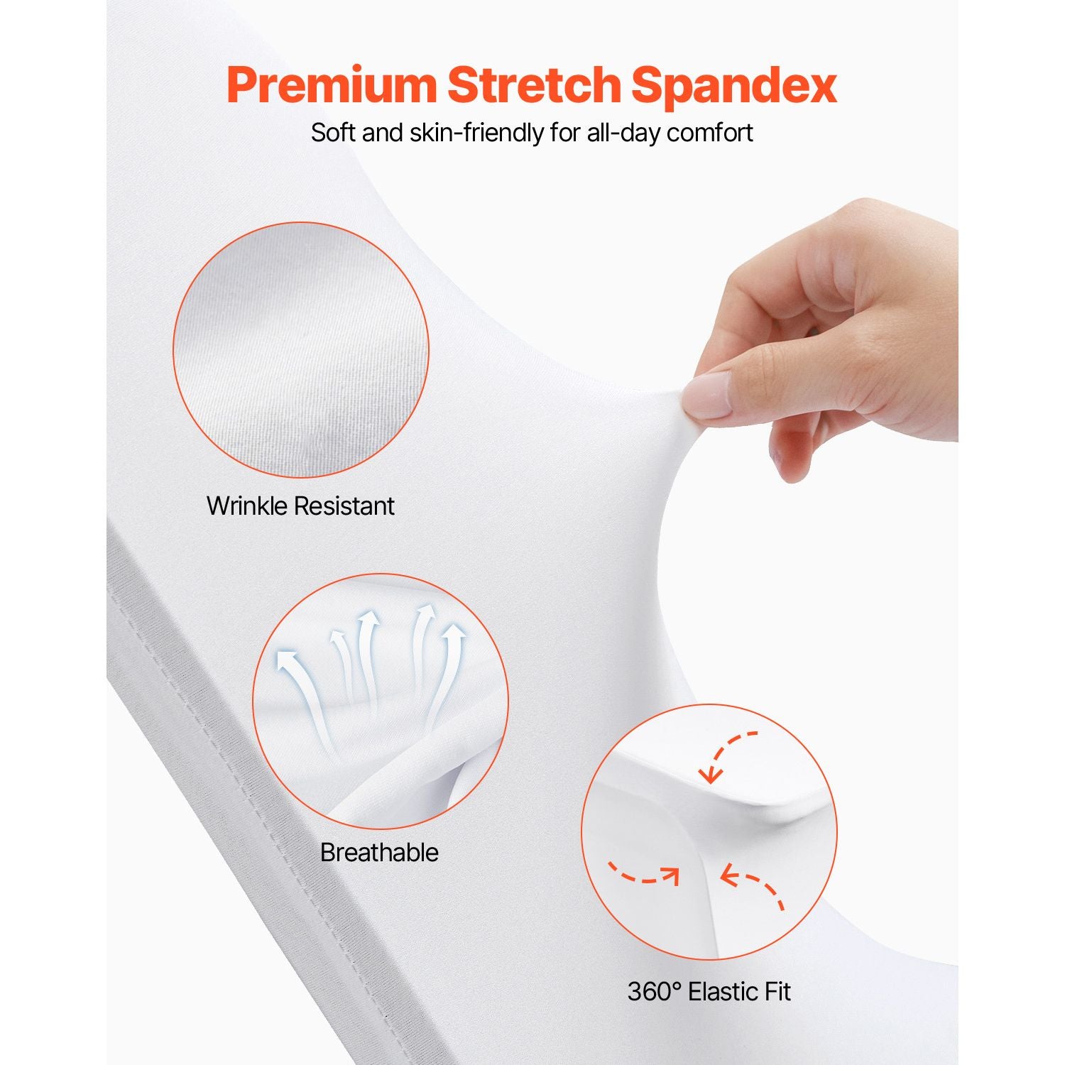 12PCS White Spandex Folding Chair Covers Stretch Washable Slipcovers