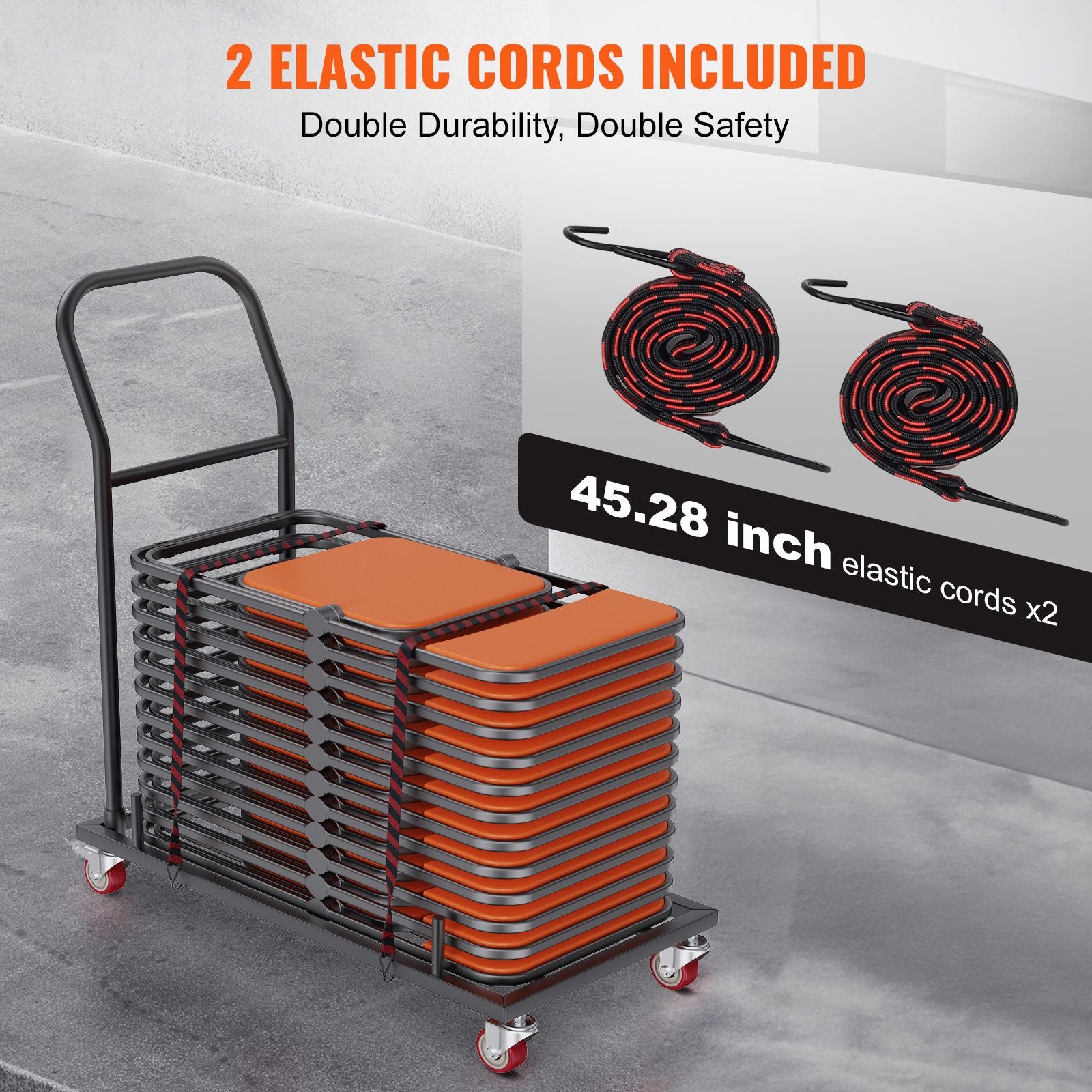 Folding Chair Storage Dolly 12 Chair Capacity Heavy Duty Iron Rack Cart Trolley
