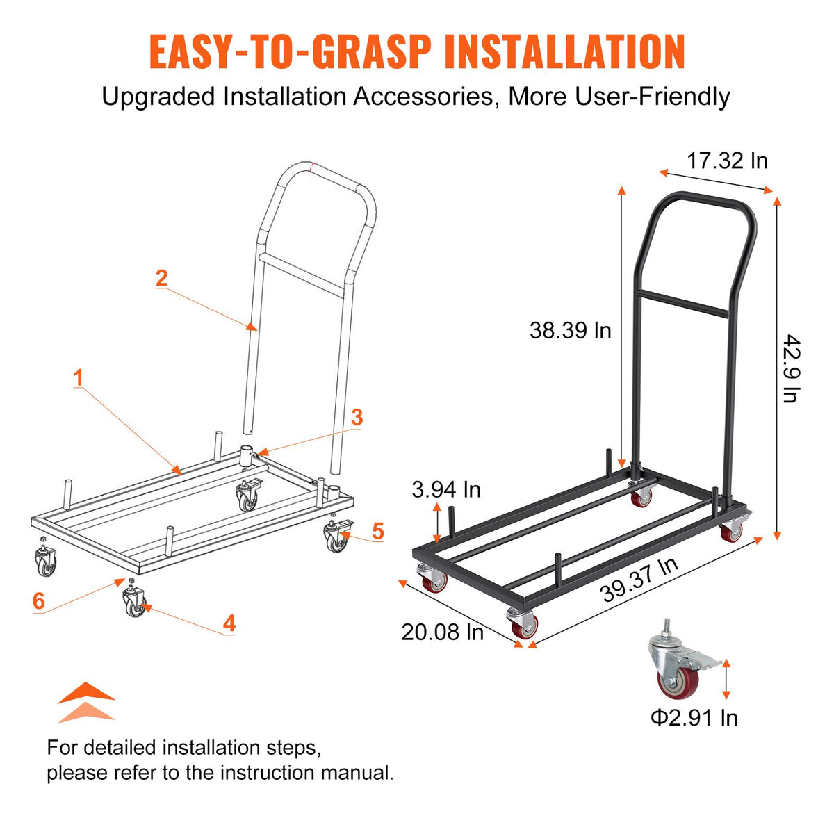Folding Chair Storage Dolly 12 Chair Capacity Heavy Duty Iron Rack Cart Trolley