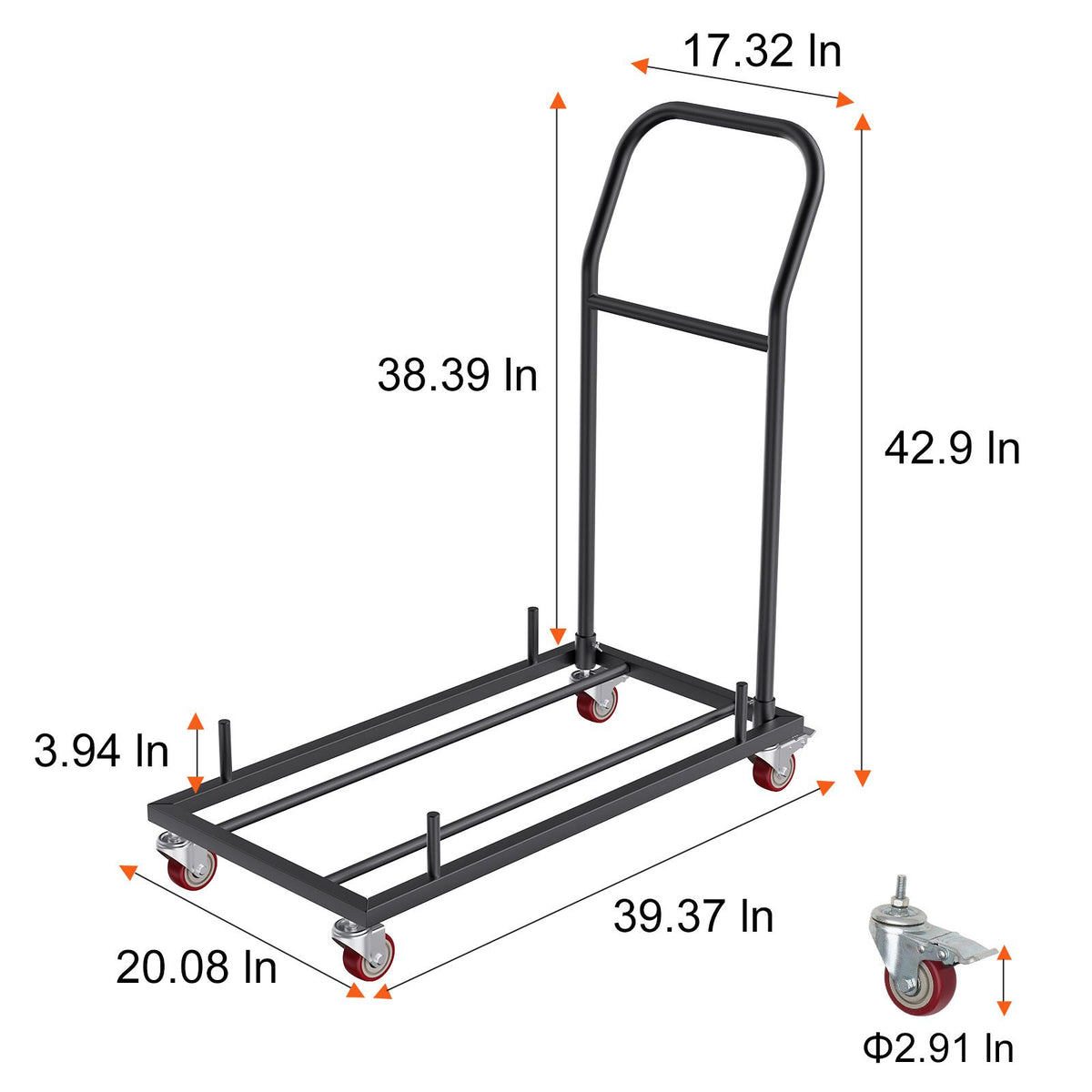 Folding Chair Storage Dolly 12 Chair Capacity Heavy Duty Iron Rack Cart Trolley