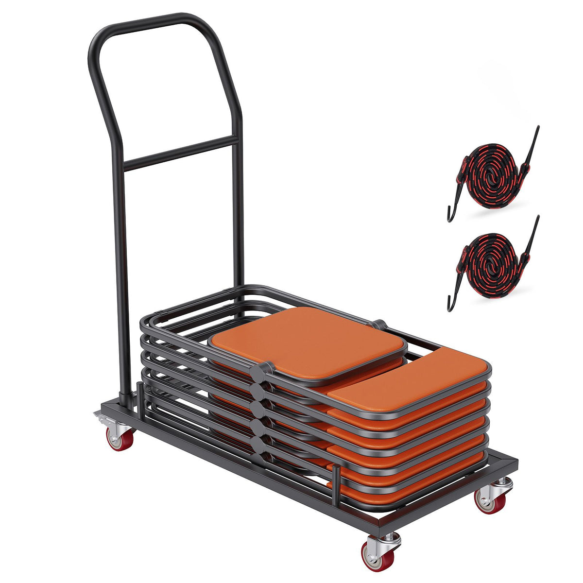 Folding Chair Storage Dolly 12 Chair Capacity Heavy Duty Iron Rack Cart Trolley