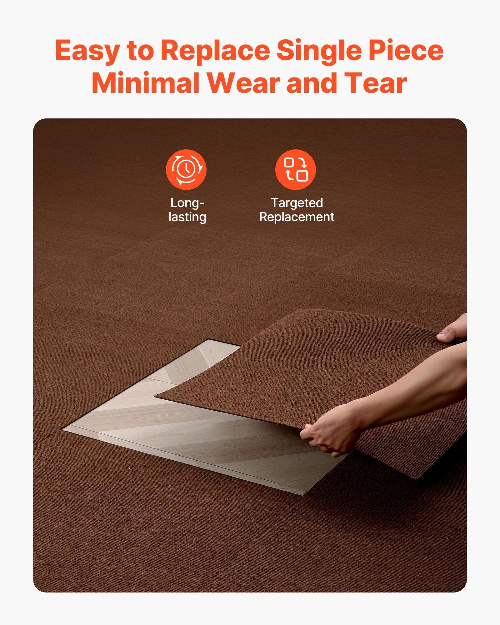Carpet Tiles 610x610 mm, 20 PCS Peel and Stick Carpet Square Rug, Self Adhesive Commercial Floor Soft Padded for Seamless Cover 7.4㎡, Easy DIY Replacement for Living Room Office, Dark Brown