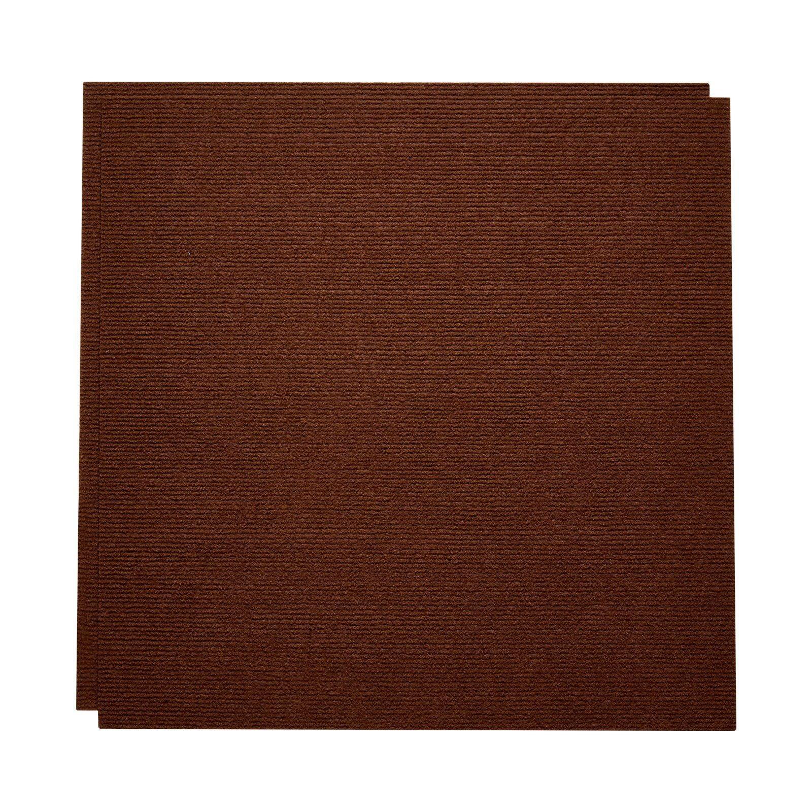 Carpet Tiles 610x610 mm, 20 PCS Peel and Stick Carpet Square Rug, Self Adhesive Commercial Floor Soft Padded for Seamless Cover 7.4㎡, Easy DIY Replacement for Living Room Office, Dark Brown