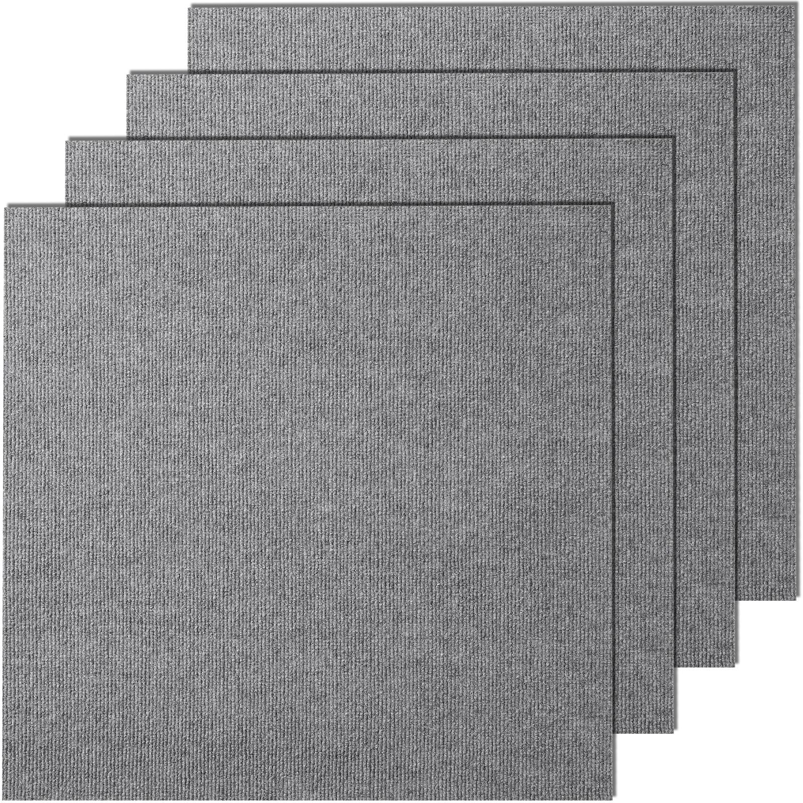 Carpet Tiles Peel and Stick, Squares Self Adhesive Carpet Floor Tile, Soft Padded Carpet Tiles, Easy Install DIY for Bedroom Living Room Indoor Outdoor (9Tiles, Light Gray)
