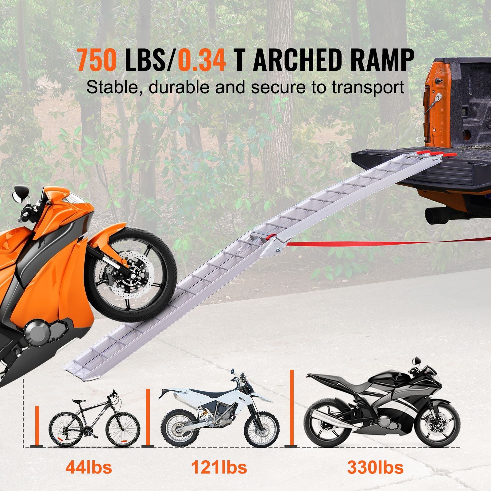 Aluminum Ramp 750 LBS Foldable Loading Ramps for Pickup Trucks Bed 1 Piece