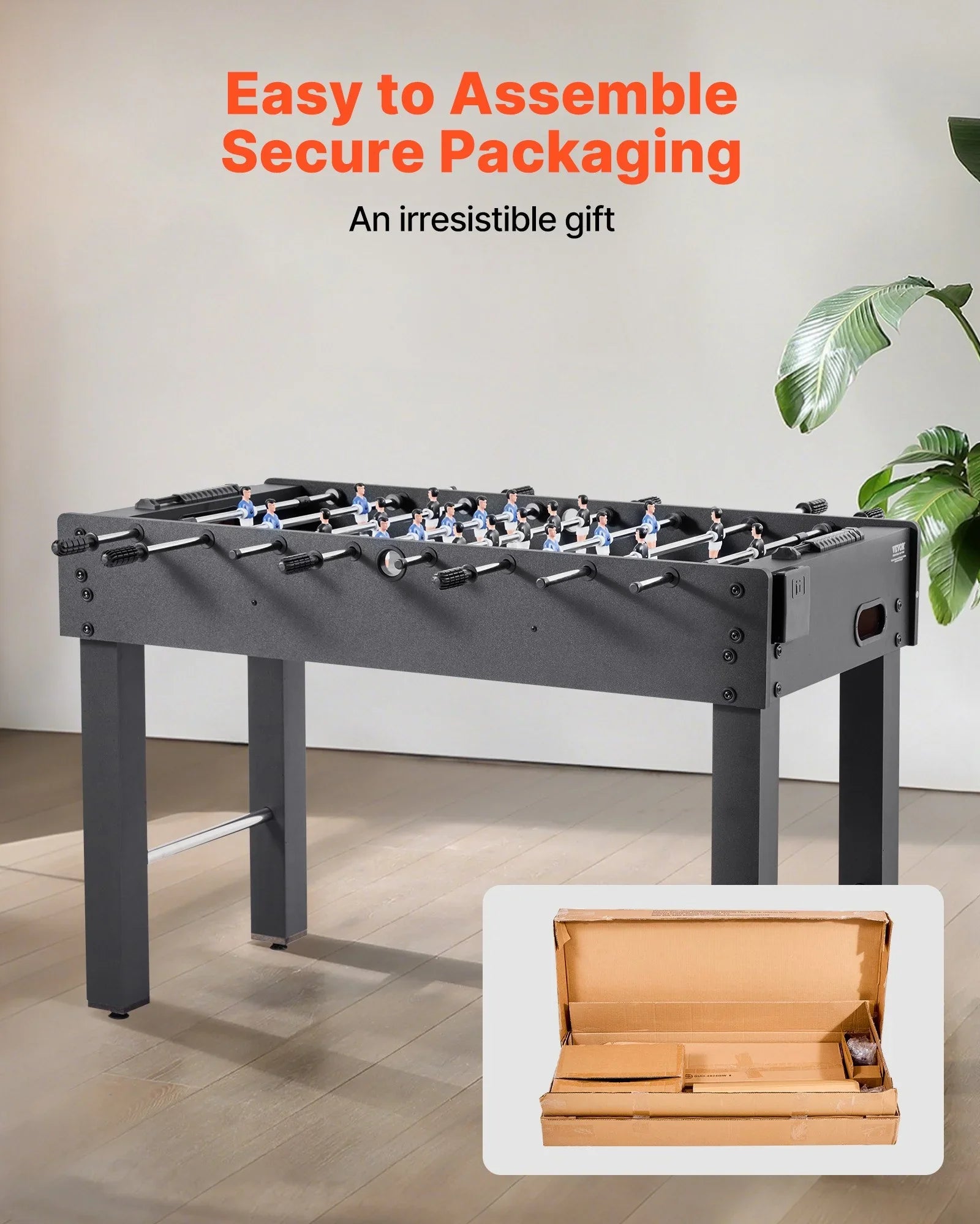 Foosball Table, 121 cm Standard Size Table, Indoor Full Size Foosball Tables for Home, Family, and Game Room, Durable Soccer Set, Includes 2 Balls, Score Keeper, and 2 Cup Holders