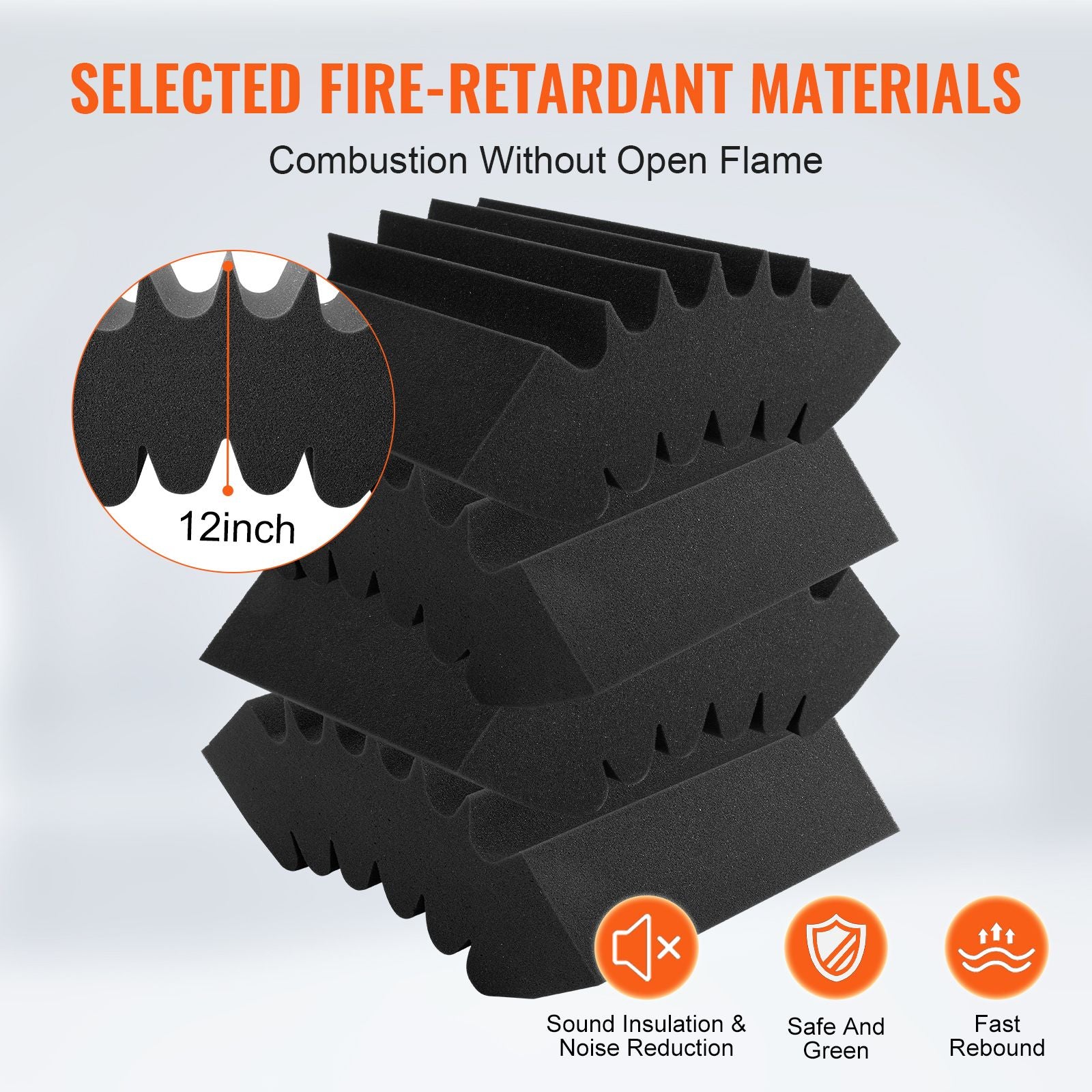 Acoustic Foam Panels 4 Pack 16.5 x 6.3 x 12 in Adhesive for Wall Ceiling