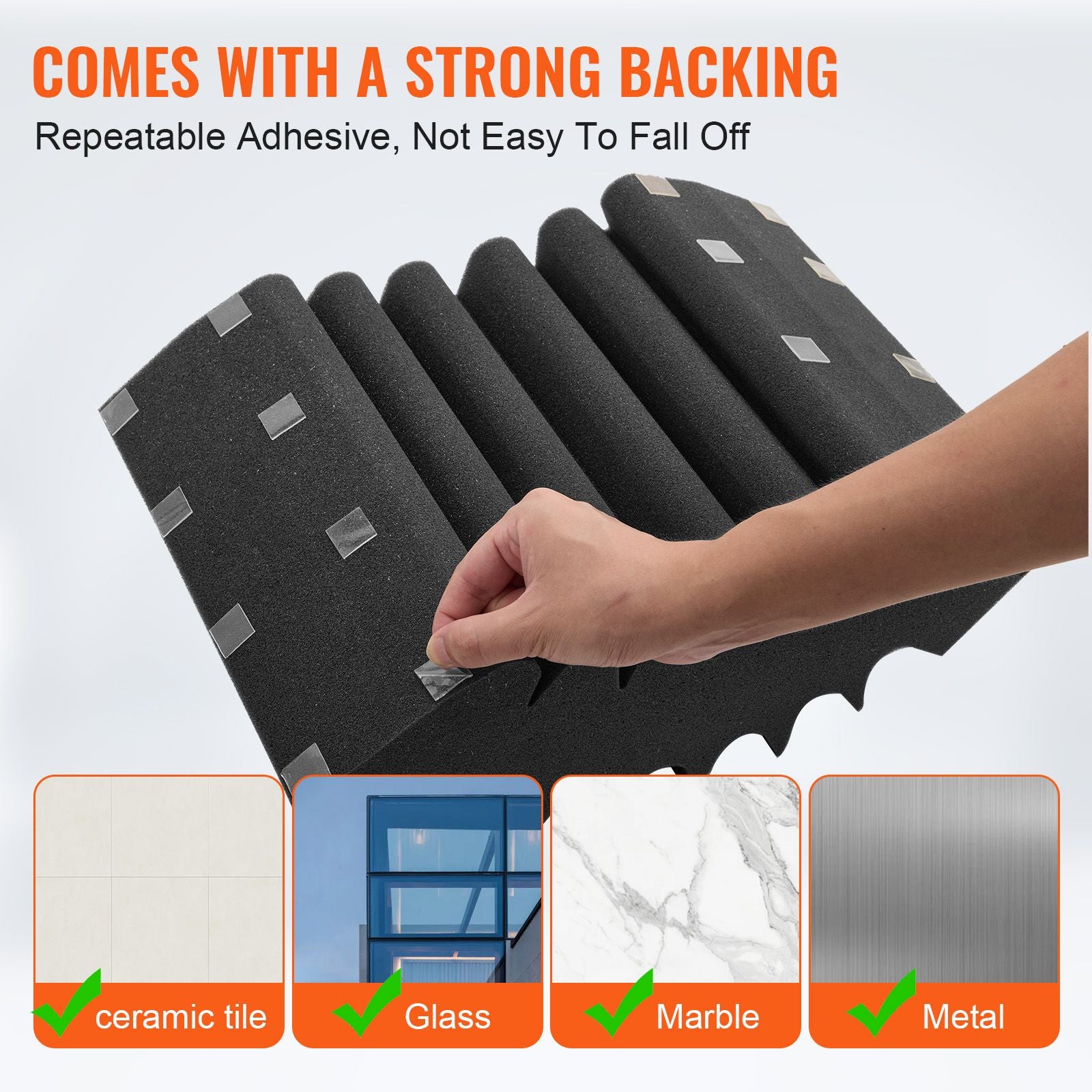 Acoustic Foam Panels 4 Pack 16.5 x 6.3 x 12 in Adhesive for Wall Ceiling