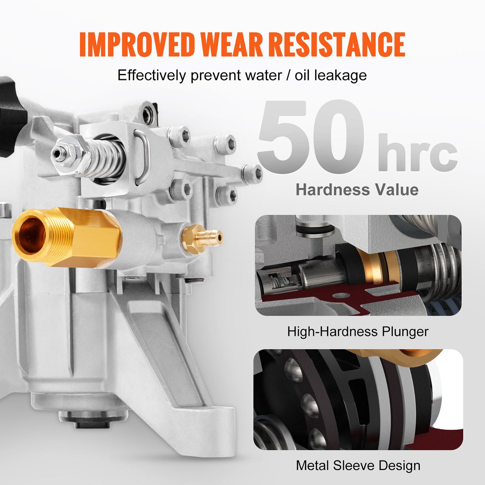 3400 PSI Pressure Washer Pump 22mm Shaft 2.5 GPM Replacement Kit