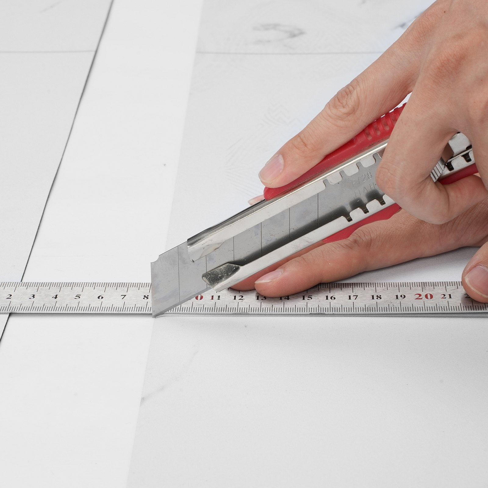 Self Adhesive Vinyl Floor Tiles 390 x 23.6 inch, 1.5mm Thick Peel & Stick, White Marble Texture DIY Flooring for Kitchen, Dining Room, Bedrooms & Bathrooms, Easy for Home Decor