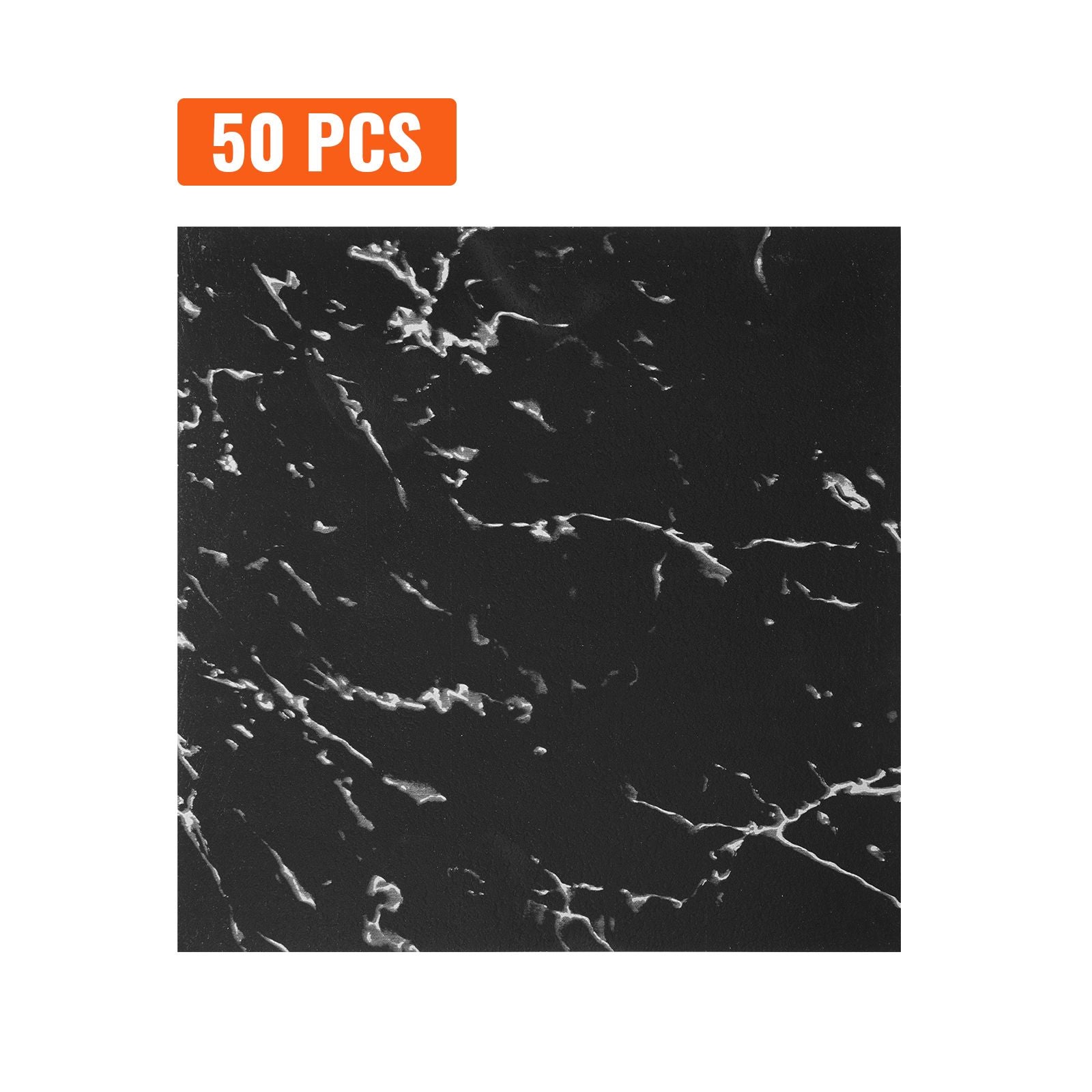 50PCS Peel & Stick Vinyl Floor Tiles 12x12 Black Marble Waterproof DIY