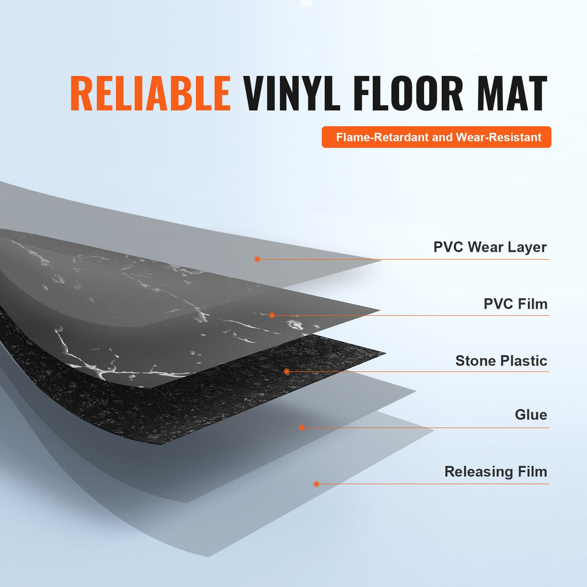 50PCS Peel & Stick Vinyl Floor Tiles 12x12 Black Marble Waterproof DIY