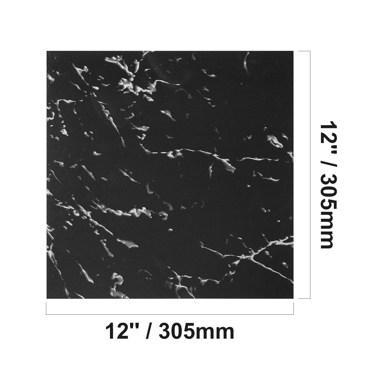 50PCS Peel & Stick Vinyl Floor Tiles 12x12 Black Marble Waterproof DIY