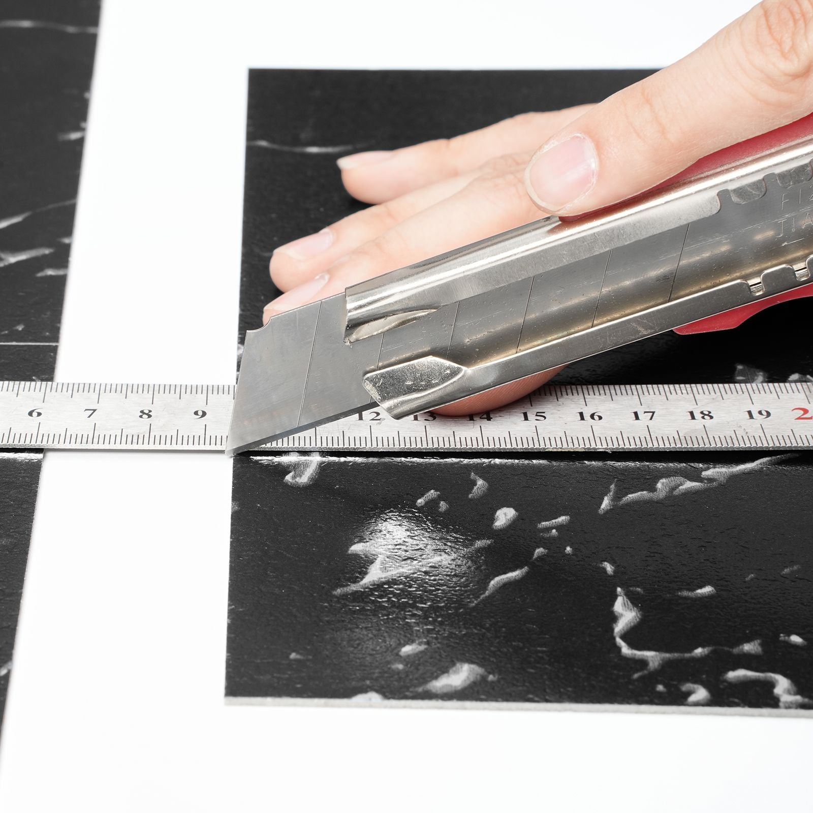 50PCS Peel & Stick Vinyl Floor Tiles 12x12 Black Marble Waterproof DIY