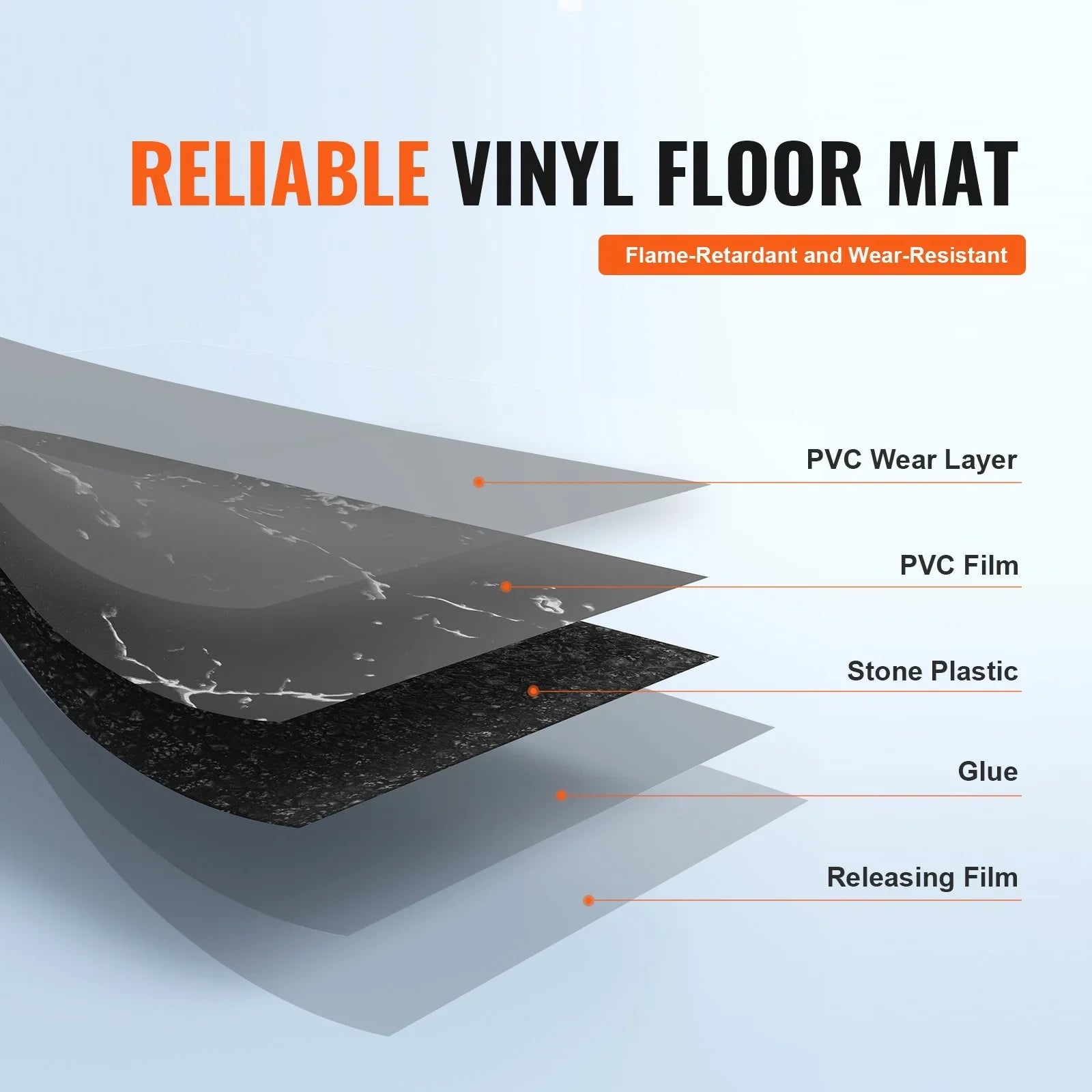 Self Adhesive Vinyl Floor Tiles 12 x 12 inch, 50 Tiles 1.5mm Thick Peel & Stick, Black Marble Texture DIY Flooring for Kitchen, Dining Room, Bedrooms & Bathrooms, Easy for Home Decor