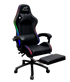 Gaming Chair With Headrest and Foot Rest LED Light - Pink White