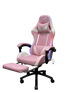 Gaming Chair With Headrest and Foot Rest LED Light - Pink White