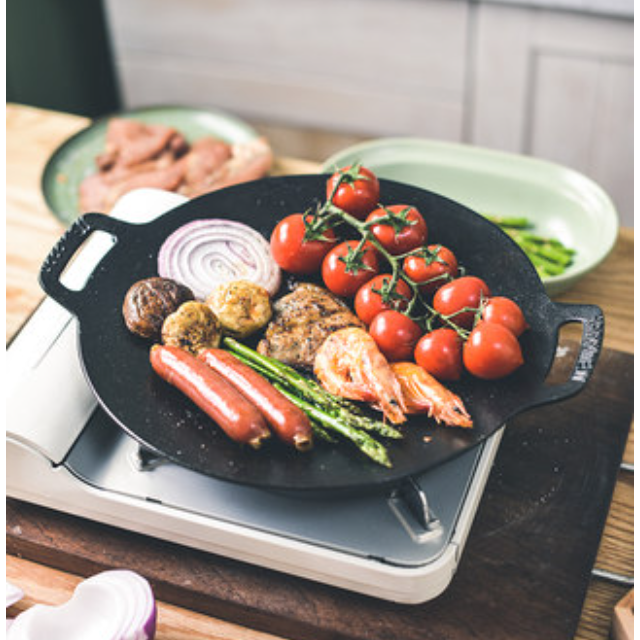 Nonstick Barbecue Grill Pan Sturdy Cast Iron Griddle - 37CM