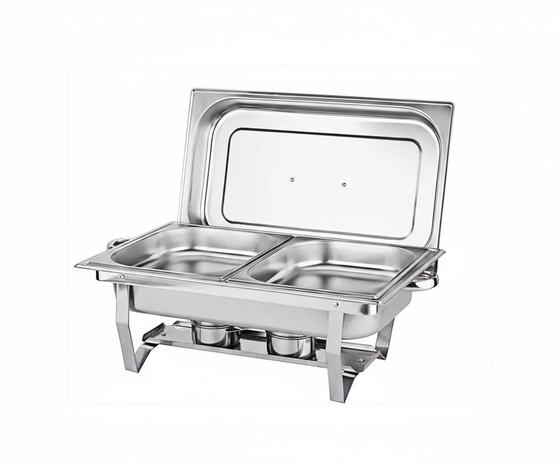 Chafing Dish Food Warmer Stove, 11L, 2 Compartment, 304 Stainless Steel