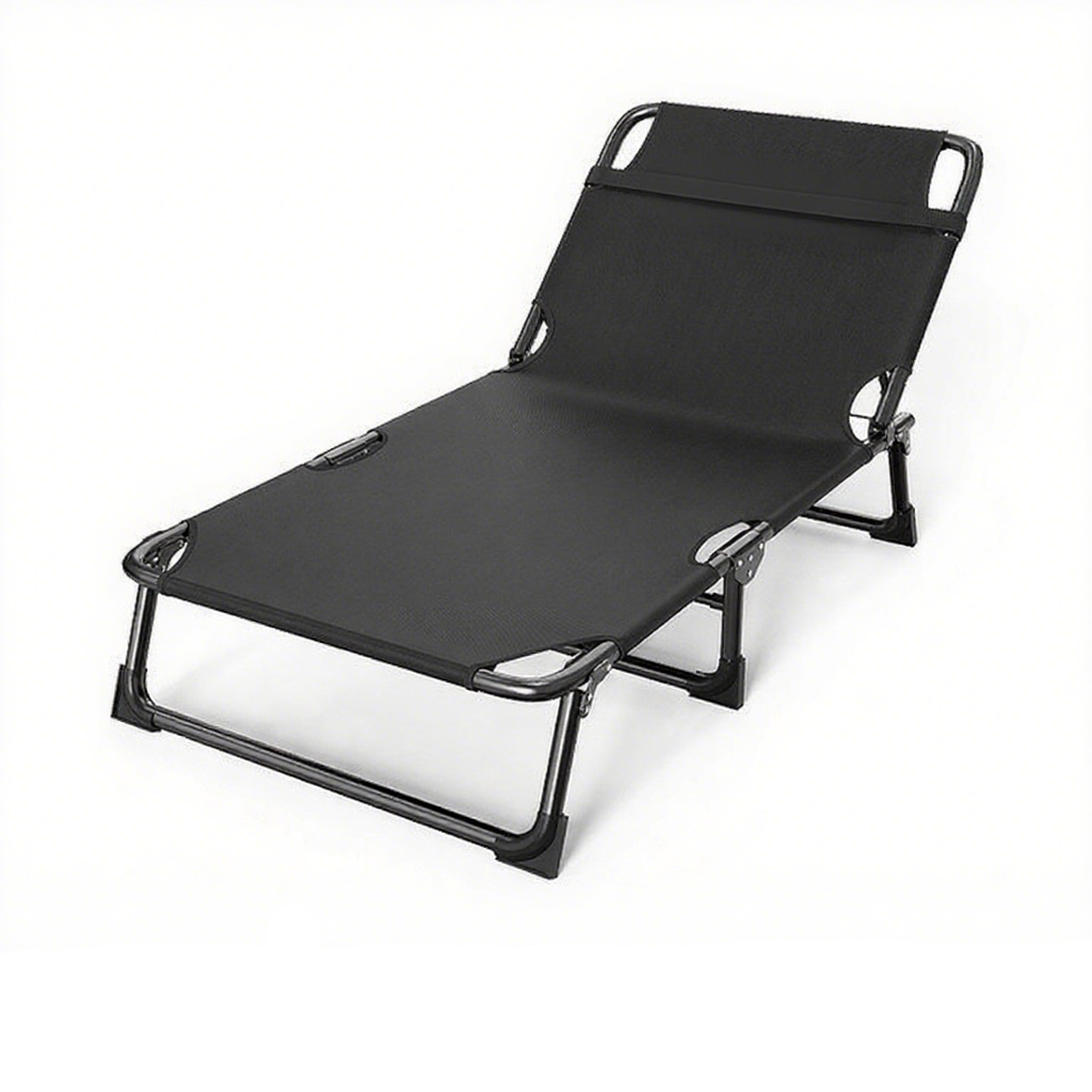 Folding Lounger Zero Gravity Recliner Garden Sun Chair - Black