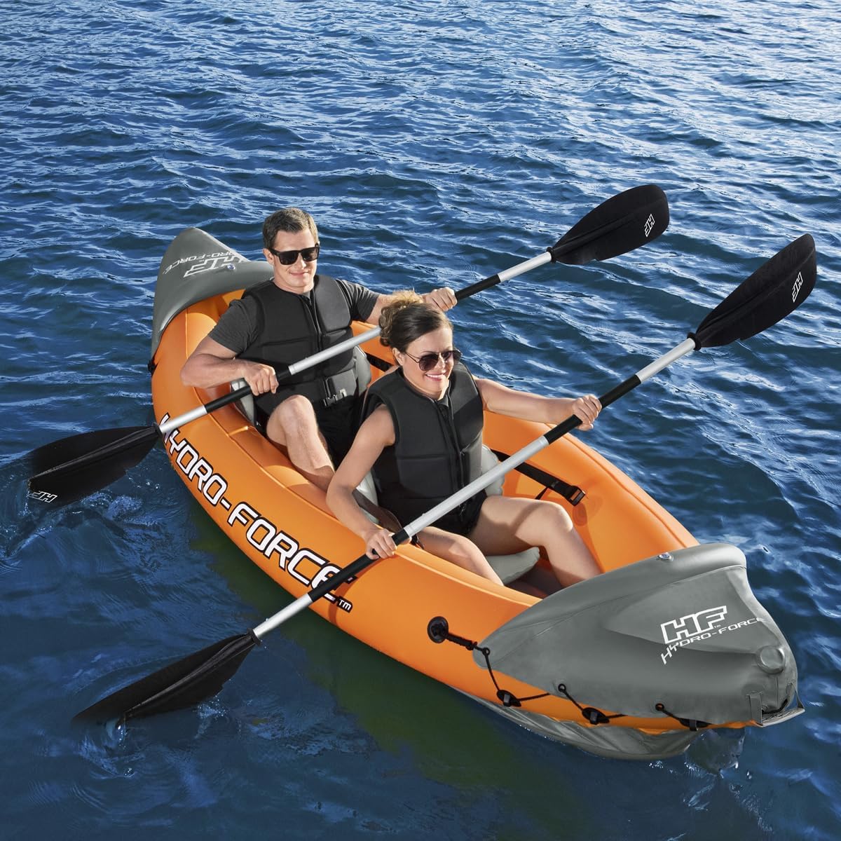 3.21m x 1.00m Rapid X2 Kayak for 2 with Hand Pump, Paddles, Seats, Fins and Storage Bag Two Seater