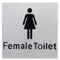 Female Toilet Braille Sign Silver / Black