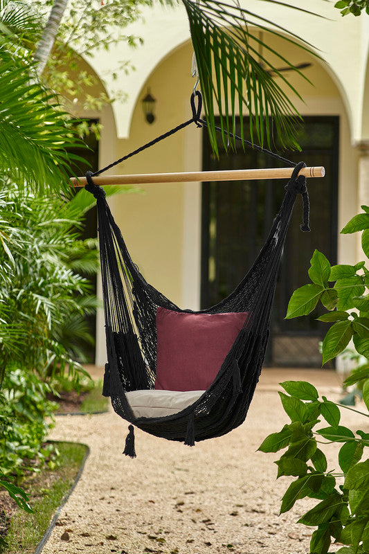 Extra Large Outdoor Cotton Mexican Hammock Chair in Black Colour