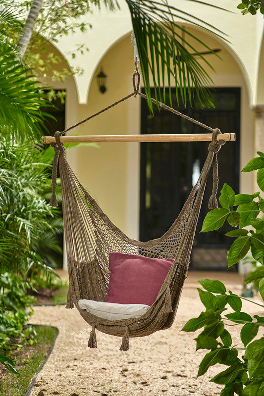 Extra Large Outdoor Cotton Mexican Hammock Chair in Cedar Colour