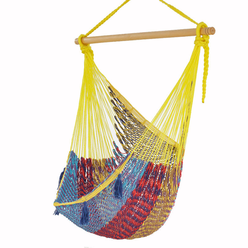 Mayan Legacy Extra Large Outdoor Cotton Mexican Hammock Chair in Confeti Colour