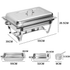 Alston 9L 4.5x2 Bain Marie Bow Food Buffet Warmer Pan Chafing Dish Stainless Steel Catering Warmer Set with Trays Lid Fuel Holder Party Banquet Dining