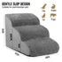 3 Tiers Dog Ramp Non-Slip Pet Steps Cat Stairs Foam Soft Pet Slope Max 40LBS Load for High Beds Sofa Couches With Zippered Washable Corduroy Cover Indoor