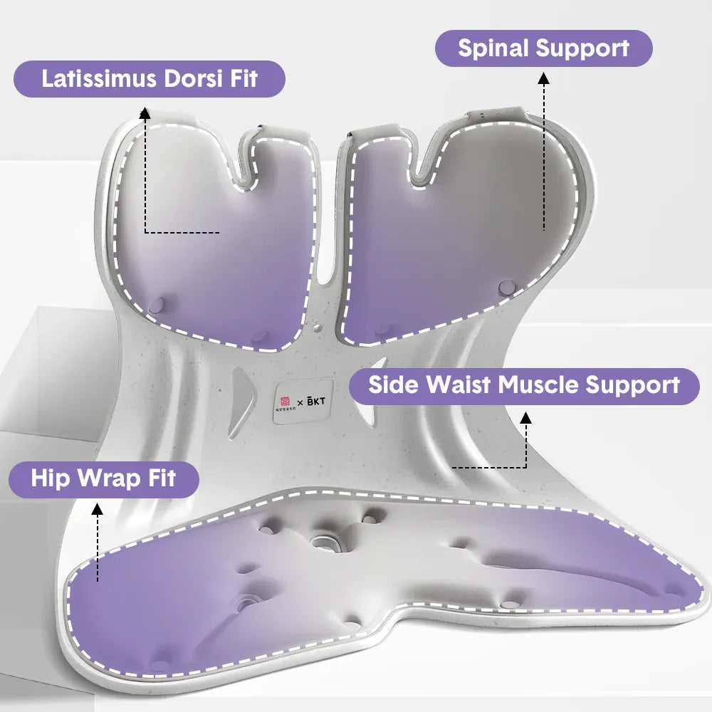 BKT Cushion Portable Ergonomic Lower Back Seat Lumbar Support Chair Posture Corrector Extra Large Fit 75-150kg Users for Home Office Chair and Floo