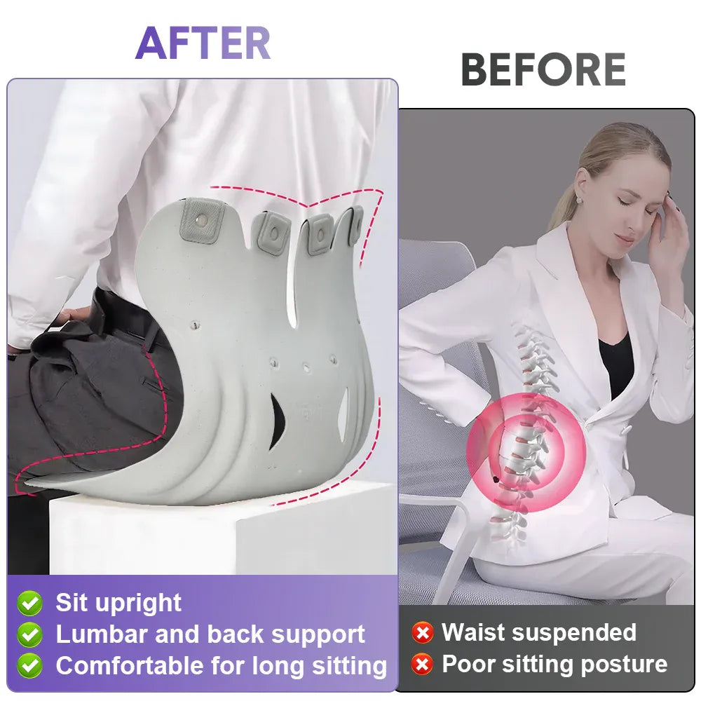 BKT Cushion Portable Ergonomic Lower Back Seat Lumbar Support Chair Posture Corrector Extra Large Fit 75-150kg Users for Home Office Chair and Floo