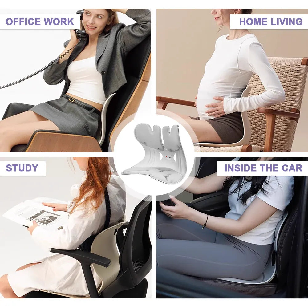 BKT Cushion Portable Ergonomic Lower Back Seat Lumbar Support Chair Posture Corrector Extra Large Fit 75-150kg Users for Home Office Chair and Floo