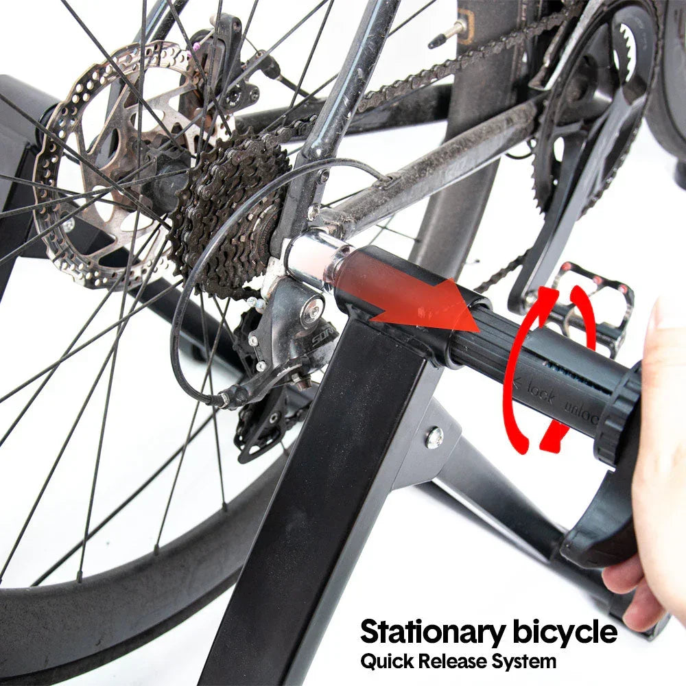 Portable Indoor Exercise Bike Trainer Stand Stationary Bicycle Training Stand Magnetic 6 Level Resistance For Indoor Riding with Noise Reduction Wheel