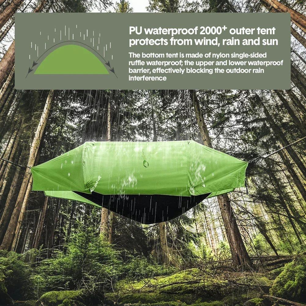 Hammock Tent Outdoor Double Portable Multi-Functional Waterproof Hammock Parachute Camping Hanging Bed 270x140cm with Anti Mosquito Net and Storage Bag