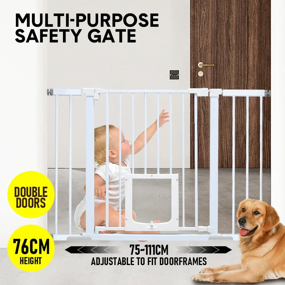 76cm Tall Baby Pet Security Gate Safety Adjustable Width with Cat Door for House Doorways Stairs Guard Extension Part Width 12cm/24cm Wall Mount